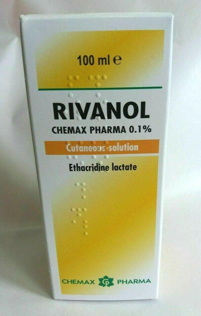 Box of Rivanol cutaneous solution 0.1 per cent, active ingredient ethacridine lactate